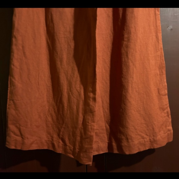NWOT Urban Outfitters Linen Tie Front Wide Leg Cropped Pants Rust Orange Size M - Picture 12 of 15